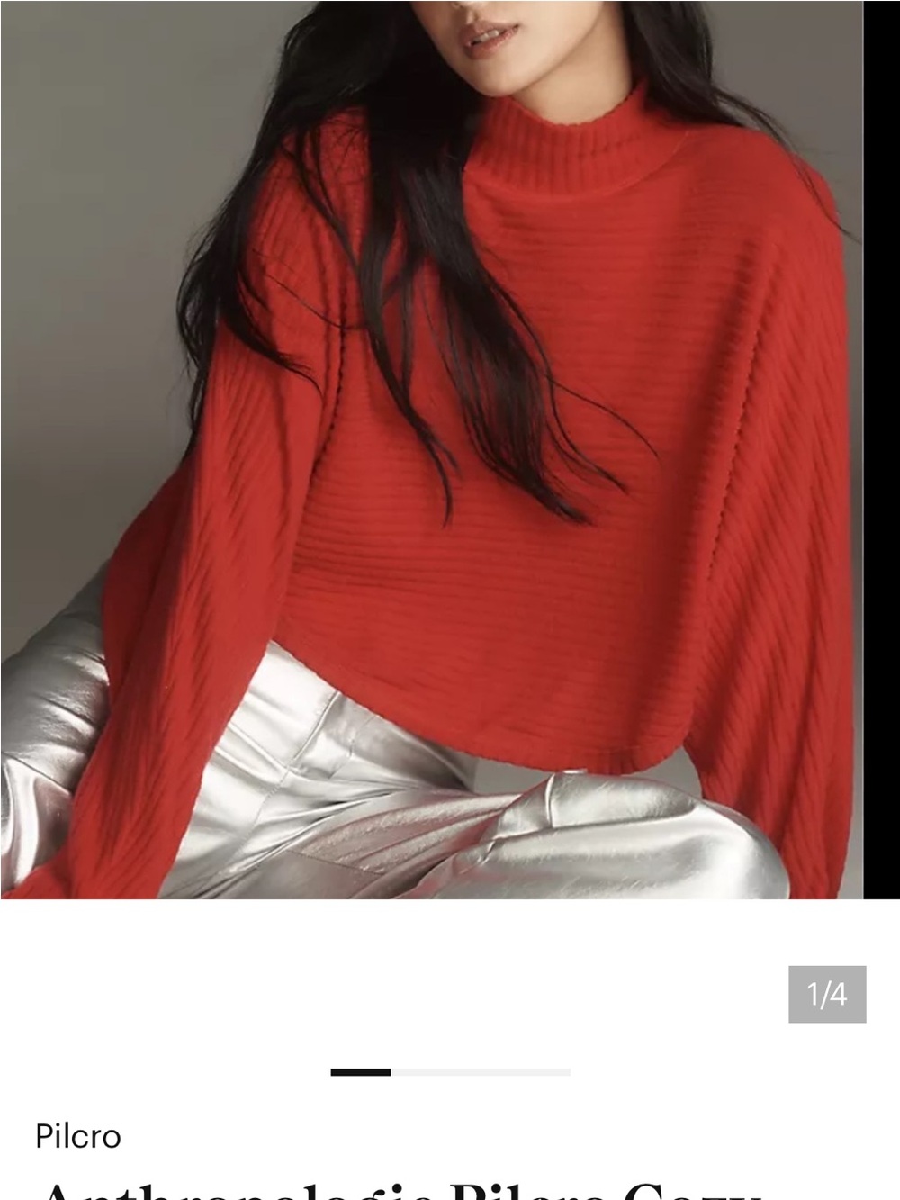 Anthropologie Pilcro Cropped Boxy Ribbed Pullover Women’s XS